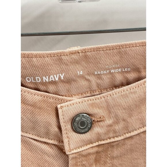 Old Navy Mid Rise Baggy Wide Leg Jeans Peach Sz 14 NWT - Picture 4 of 6